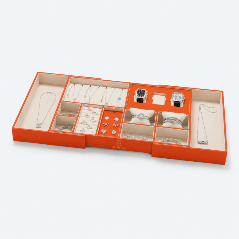 Multi-Compartment Jewelry Organizer Box - open product view - JO-01-P35