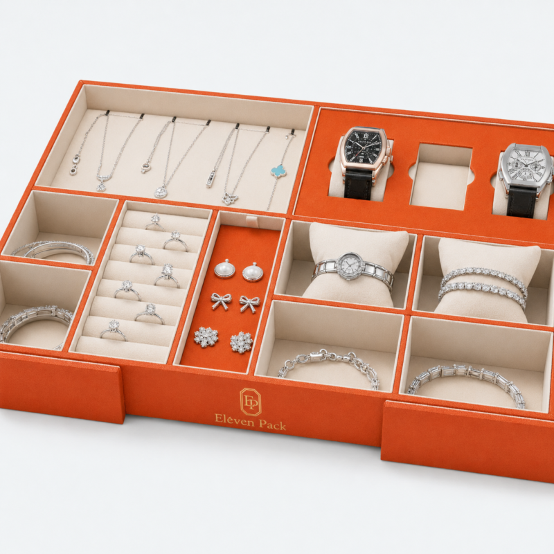 Multi-Compartment Jewelry Organizer Box - material or structure detail - JO-01-P35