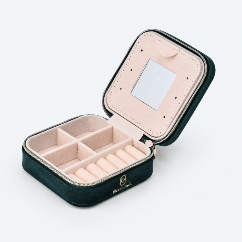 Velvet Jewelry Organizer Box - open product view - JO-01-P36