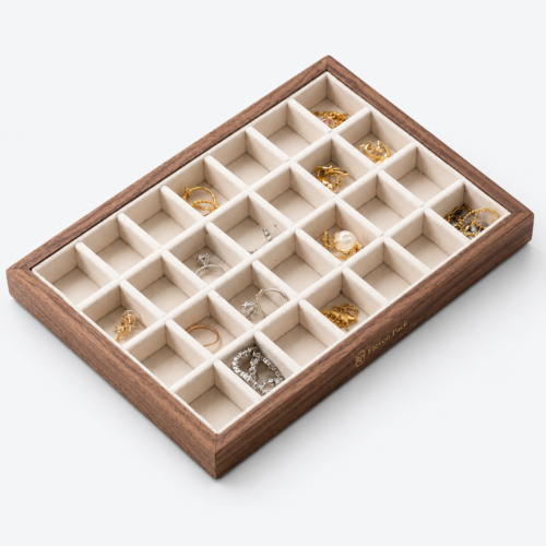 Wooden Jewelry Tray - open product view - JO-01-P4
