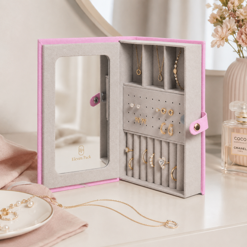 Purple Compact Travel Jewelry Case - material or structure detail - JO-01-P41 Purple Compact Travel Jewelry Case - material or structure detail - JO-01-P41