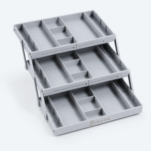 Gray Multi-Layer Large Custom Jewelry Tray - open product view - JO-01-P47 Gray Multi-Layer Large Custom Jewelry Tray - open product view - JO-01-P47