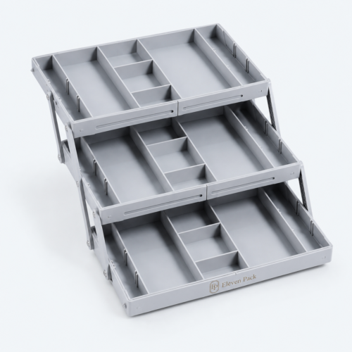 Gray Multi-Layer Large Custom Jewelry Tray - open product view - JO-01-P47