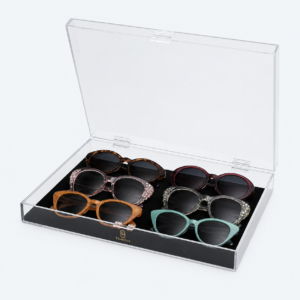 Velvet Acrylic Jewelry Organizer Box - open product view - JO-01-P5 Velvet Acrylic Jewelry Organizer Box - open product view - JO-01-P5
