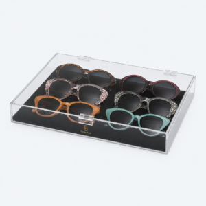 Velvet Acrylic Jewelry Organizer Box - closed product view - JO-01-P5 Velvet Acrylic Jewelry Organizer Box - closed product view - JO-01-P5
