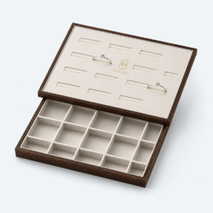 Peach Wood Handmade Jewelry Tray - open product view - JO-01-P52