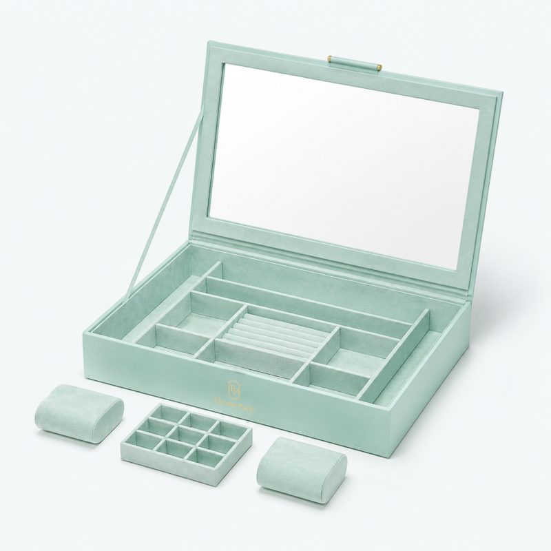 Blue Velvet Jewelry Tray - open product view - JO-01-P53