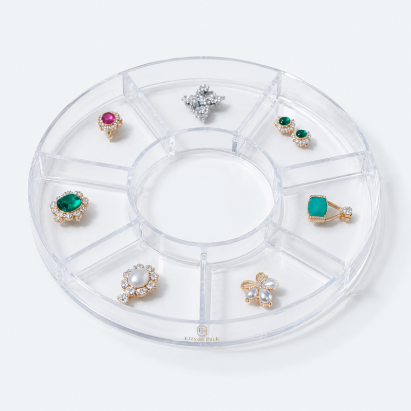 Acrylic Round Jewelry Tray - open product view - JO-01-P54 Acrylic Round Jewelry Tray - open product view - JO-01-P54