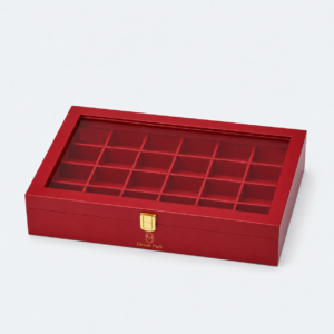 Red Wooden Multi-Compartment Jewelry Organizer Box - closed product view - JO-01-P55 Red Wooden Multi-Compartment Jewelry Organizer Box - closed product view - JO-01-P55
