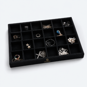 Black Velvet Jewelry Organizer Box - open product view - JO-01-P56