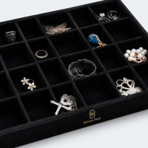 Black Velvet Jewelry Organizer Box - material or structure detail - JO-01-P56