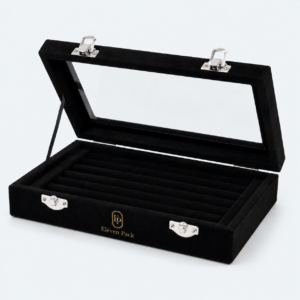 Black Velvet Window Jewelry Tray - material or structure detail - JO-01-P57 Black Velvet Window Jewelry Tray - material or structure detail - JO-01-P57