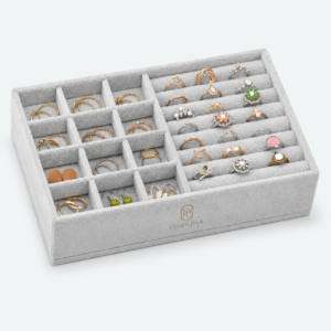Gray Velvet Jewelry Tray - open product view - JO-01-P58