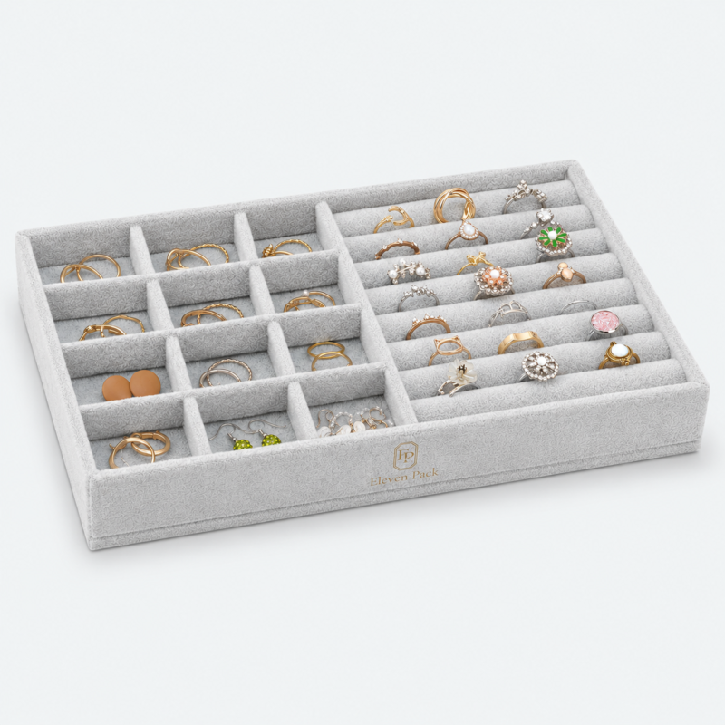 Gray Velvet Jewelry Tray - closed product view - JO-01-P58