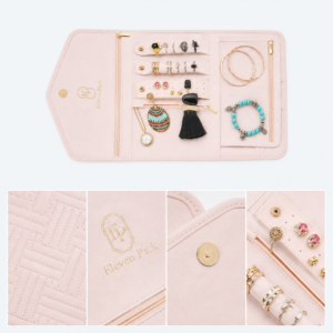 Pink Foldable Travel Bracelet Organizer Bag - material or structure detail - JO-01-P63