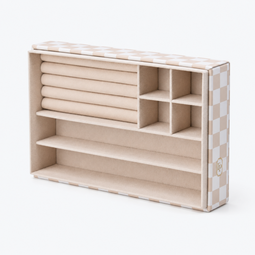 Leather Jewelry Organizer Box - open product view - JO-01-P9