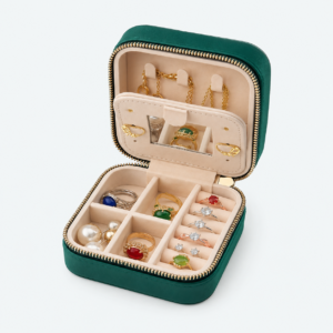 Leather Portable Jewelry Organizer Box for Organized - open product view - JO-02-P10