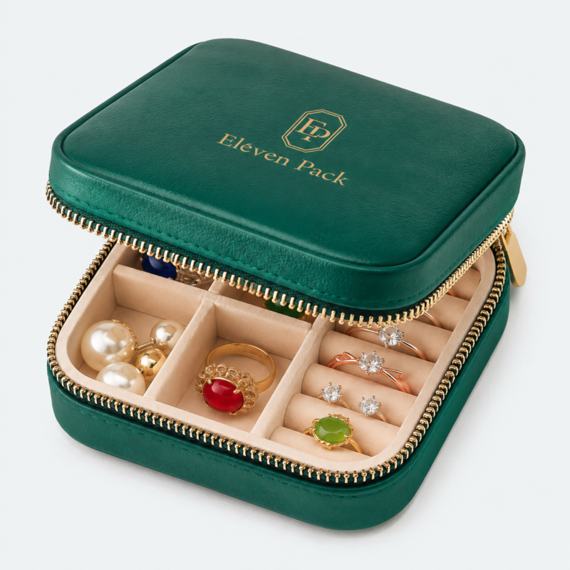 Leather Portable Jewelry Organizer Box for Organized - material or structure detail - JO-02-P10