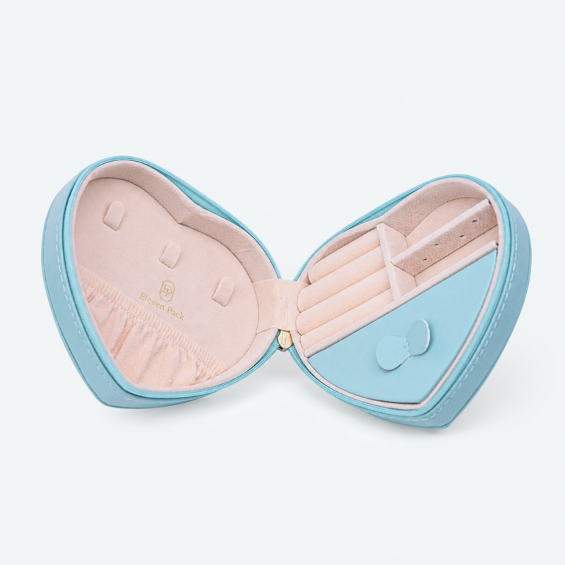 Leather Jewelry Organizer Box Heart - open product view - JO-02-P11