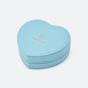 Leather Jewelry Organizer Box Heart - closed product view - JO-02-P11