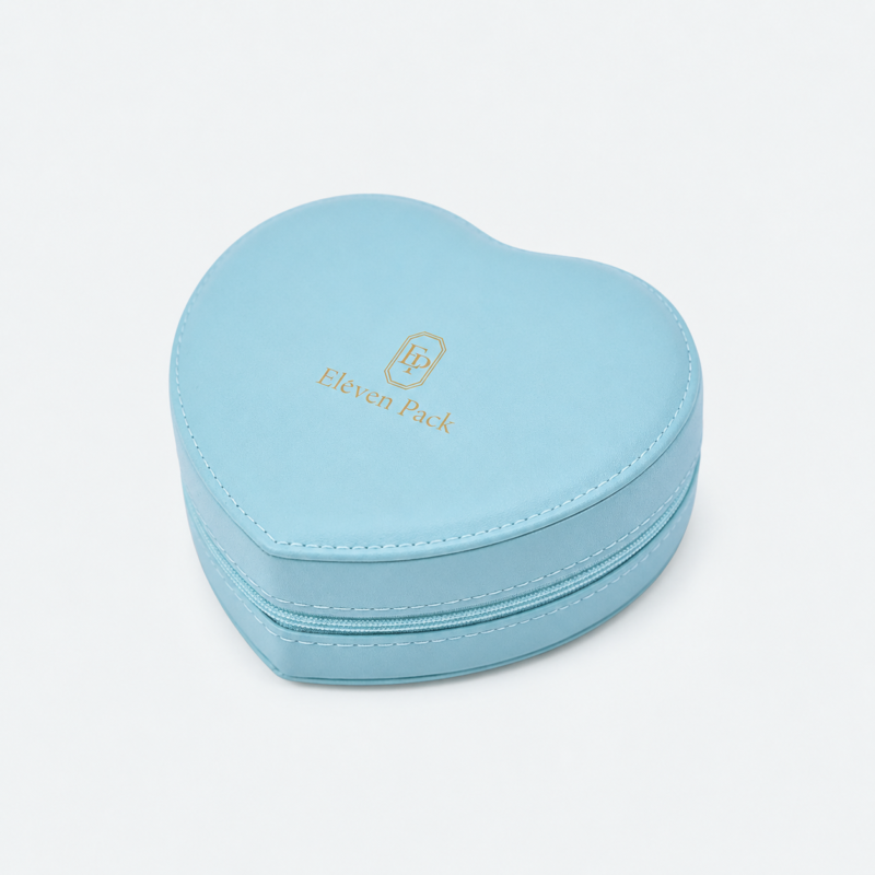 Leather Jewelry Organizer Box Heart - closed product view - JO-02-P11