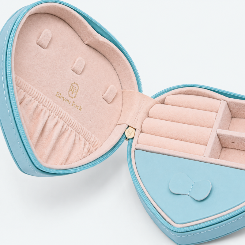Leather Jewelry Organizer Box Heart - material or structure detail - JO-02-P11