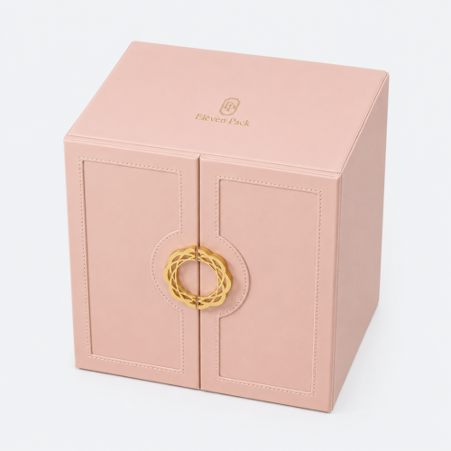 Leather Jewelry Organizer Box Organized - closed product view - JO-02-P12
