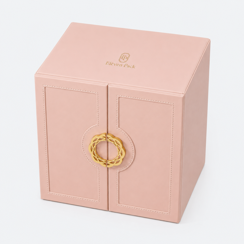 Leather Jewelry Organizer Box Organized - closed product view - JO-02-P12 Leather Jewelry Organizer Box Organized - closed product view - JO-02-P12