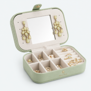 Leather Travel Jewelry Organizer - open product view - JO-02-P13