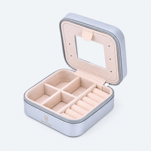 Leather Travel Jewelry Organizer for Organized - open product view - JO-02-P14