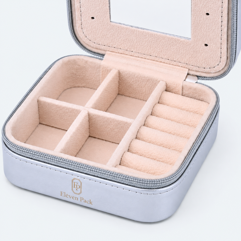 Leather Travel Jewelry Organizer for Organized - material or structure detail - JO-02-P14 Leather Travel Jewelry Organizer for Organized - material or structure detail - JO-02-P14