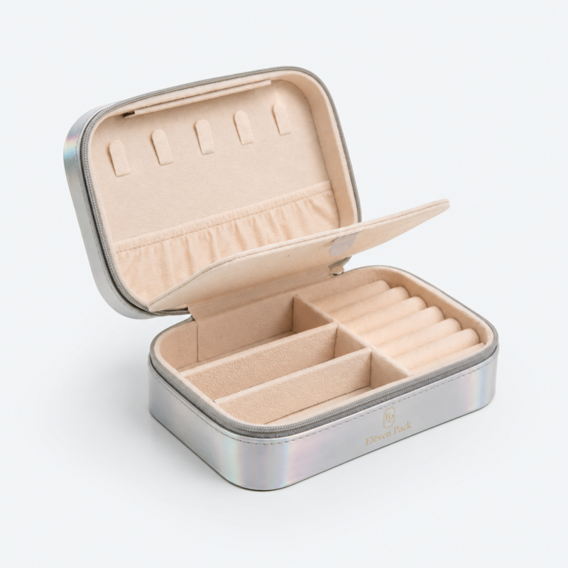 Leather Travel Jewelry Organizer for Organized Style B - open product view - JO-02-P15
