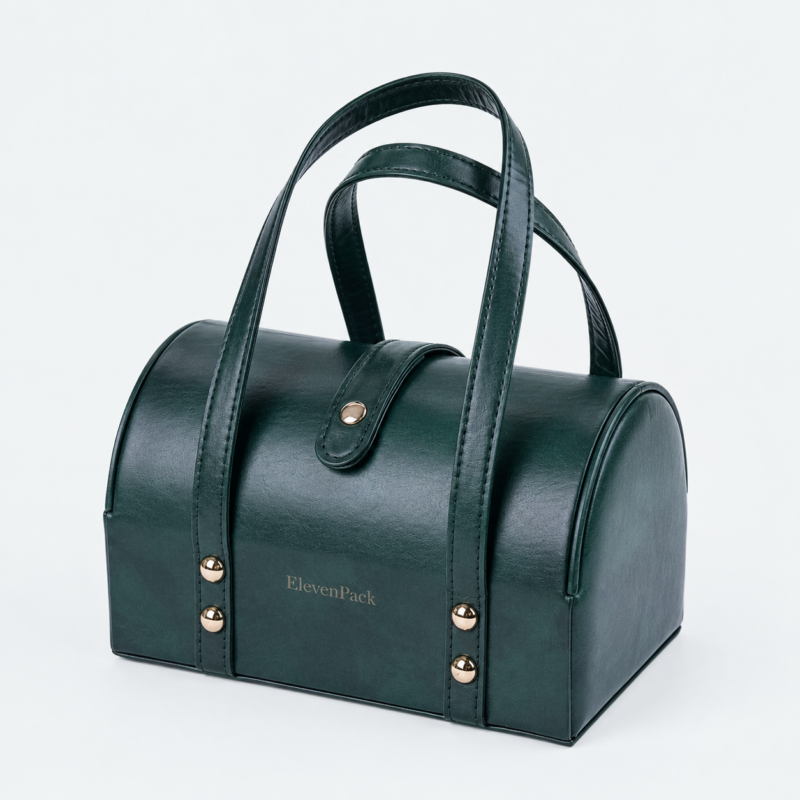 Leather Travel Jewelry Organizer Bag for Organized Style C - closed product view - JO-02-P16