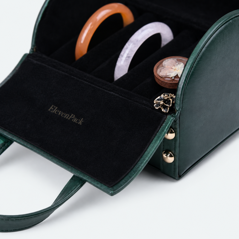 Leather Travel Jewelry Organizer Bag for Organized Style C - material or structure detail - JO-02-P16