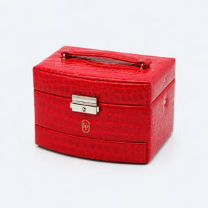 Leather Travel Jewelry Organizer Bag for Organized Style D - closed product view - JO-02-P17
