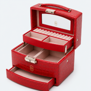 Leather Travel Jewelry Organizer Bag for Organized Style D - material or structure detail - JO-02-P17