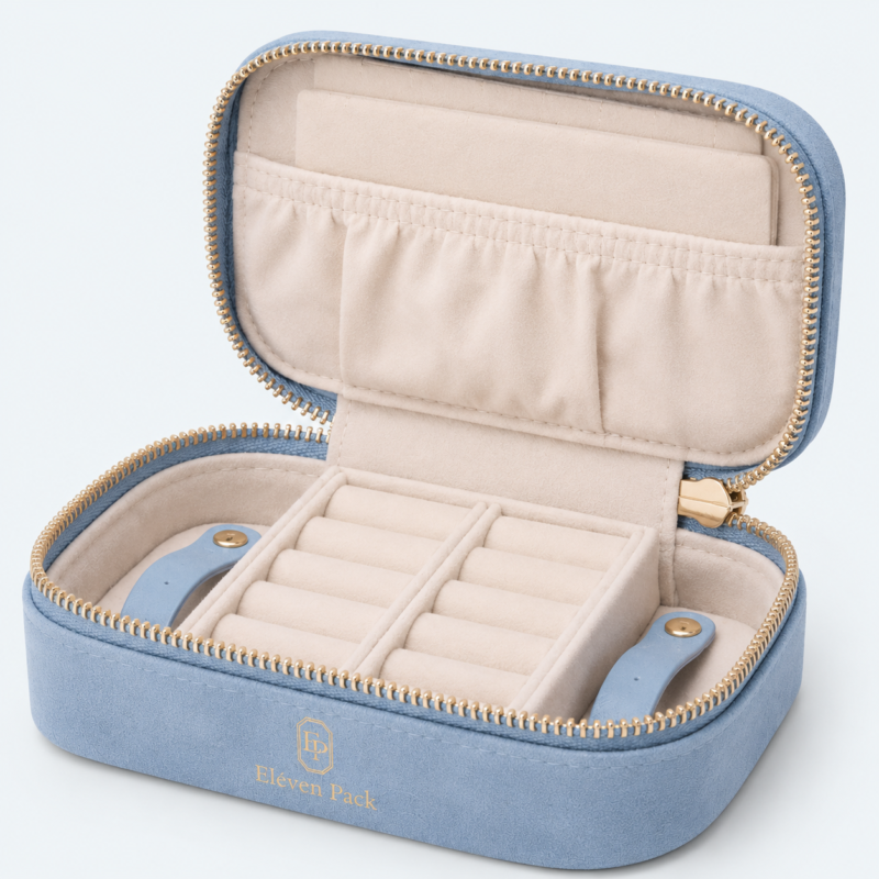Leather Travel Jewelry Organizer Bag - material or structure detail - JO-02-P2 Leather Travel Jewelry Organizer Bag - material or structure detail - JO-02-P2