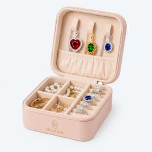 Leather Travel Jewelry Organizer Bag Portable - open product view - JO-02-P3 Leather Travel Jewelry Organizer Bag Portable - open product view - JO-02-P3