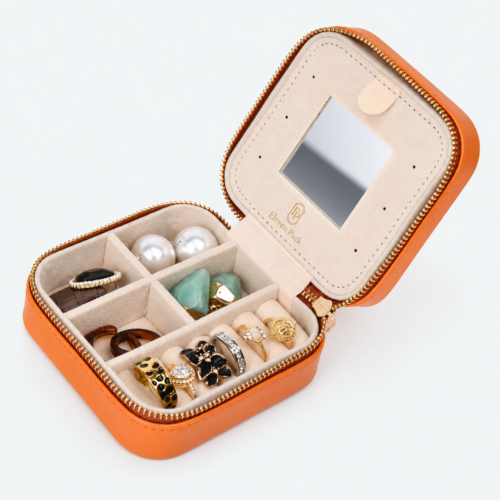 Leather Portable Jewelry Organizer Box - open product view - JO-02-P9