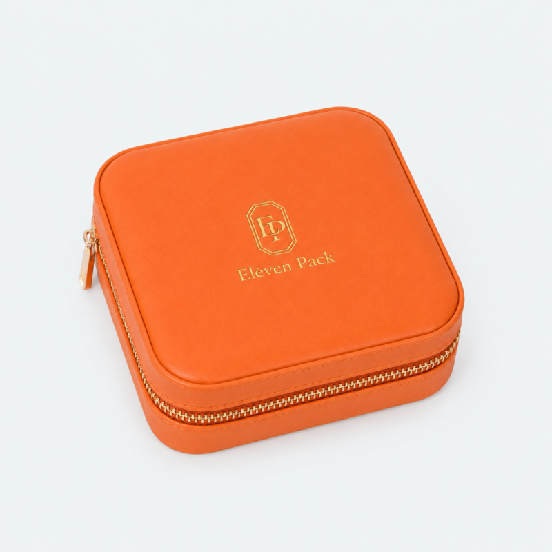 Leather Portable Jewelry Organizer Box - closed product view - JO-02-P9
