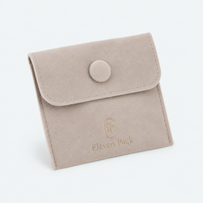 Gray Velvet Envelope Jewelry Pouch - open product view - JP-BM-01-P1