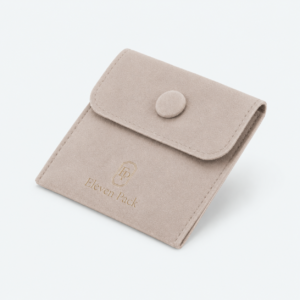 Gray Velvet Envelope Jewelry Pouch - closed product view - JP-BM-01-P1