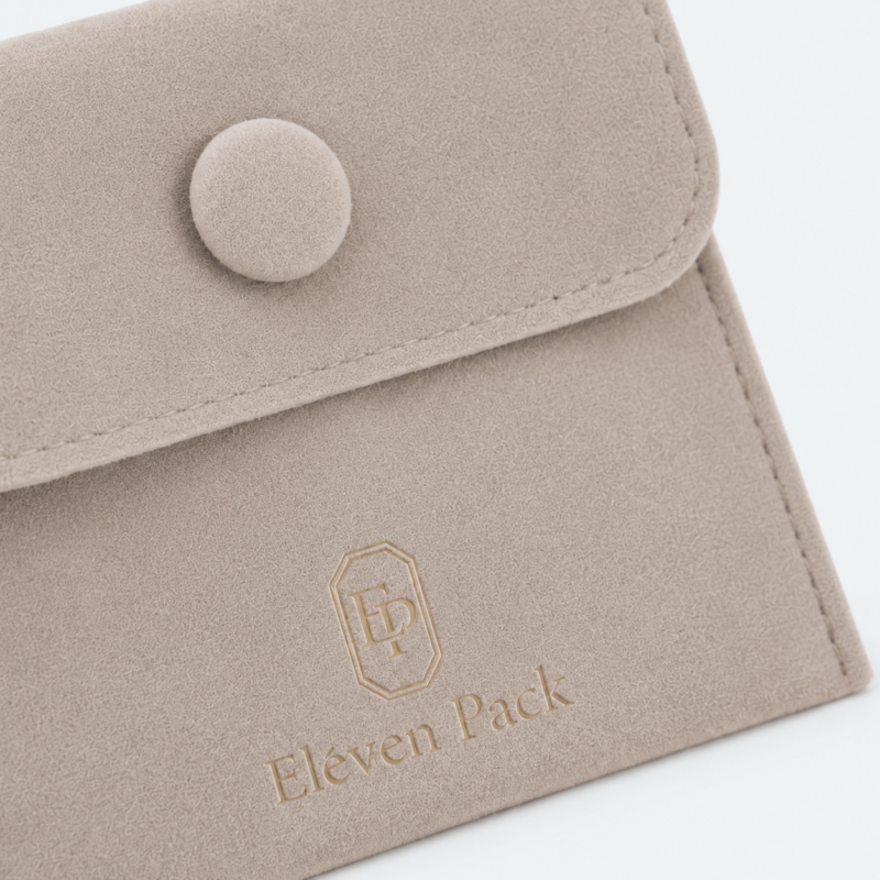 Gray Velvet Envelope Jewelry Pouch - material or structure detail - JP-BM-01-P1