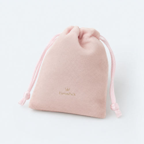 Pink Velvet Drawstring Jewelry Pouch - open product view - JP-BM-01-P2