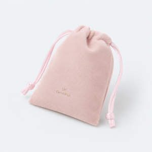 Pink Velvet Drawstring Jewelry Pouch - closed product view - JP-BM-01-P2