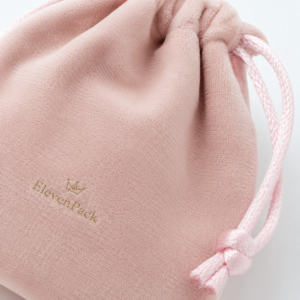 Pink Velvet Drawstring Jewelry Pouch - material or structure detail - JP-BM-01-P2