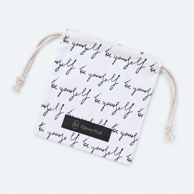 White Cotton Bracelet Pouch - closed product view - JP-BM-02-P1