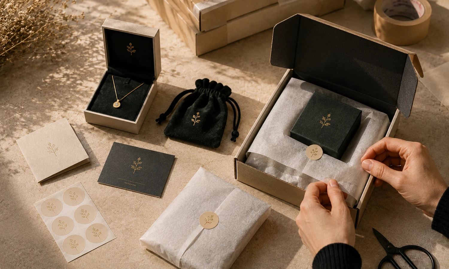 Matte ivory jewelry box lid edge with subtle blind embossing