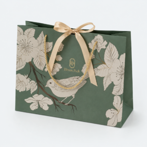 Brown Floral Paper Bag - open product view - PB-BM-01-P11