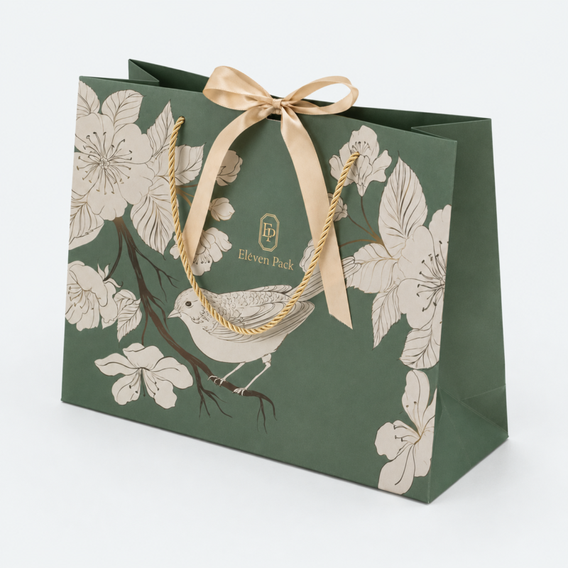 Brown Floral Paper Bag - closed product view - PB-BM-01-P11